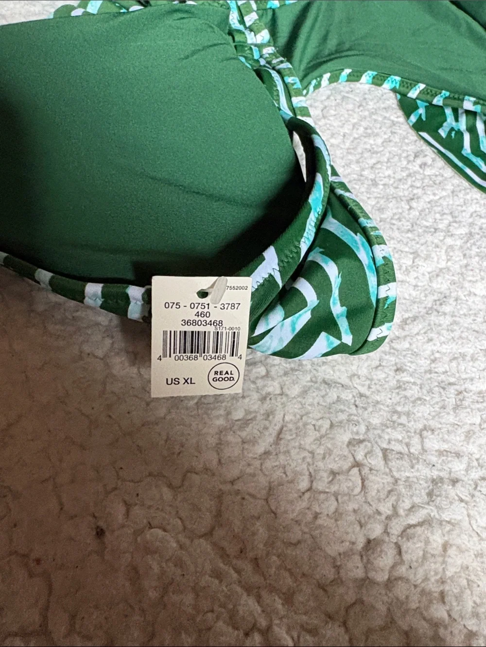 aerie Green and White Striped Halter One-Piece Swimsuit